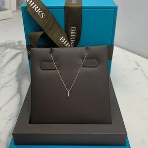 Birks Iconic White Gold & Diamond Vertical Bar Pendant